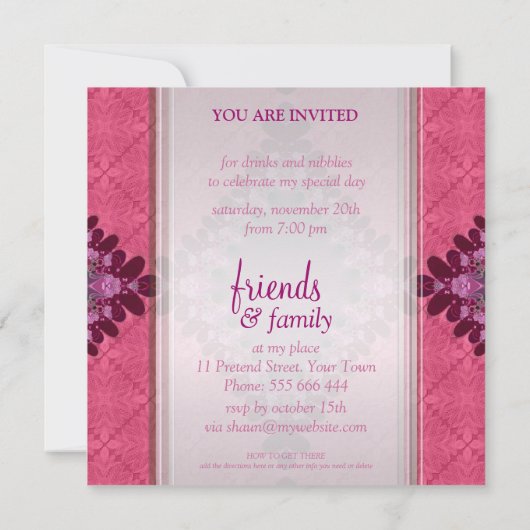 ピンクレガーリーース特別イベントパーティの招待状 招待状 (裏面)