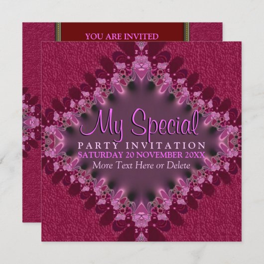 ピンクレガーリーース特殊イベントパーティの招待状 招待状 (正面/裏面)