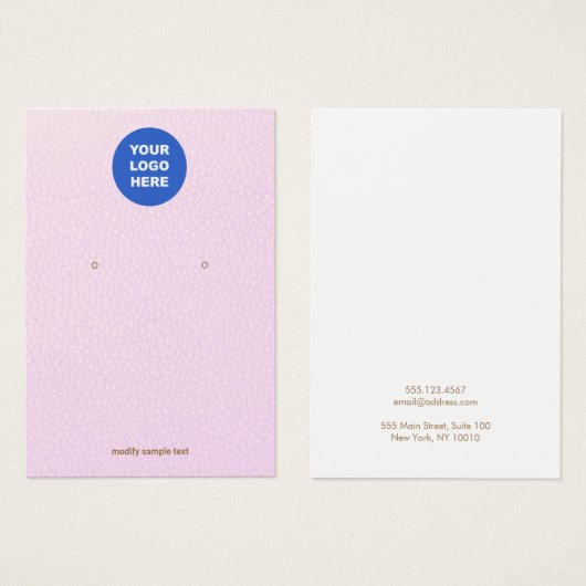 ピンクレザーあなたのロゴのイヤリング表示カードを追加 (正面&裏面)