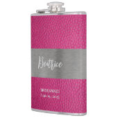 ピンクレザーとメタルプリントフラスコモノグラムのク フラスク (左)