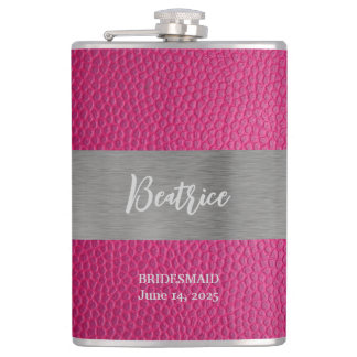 ピンクレザーとメタルプリントフラスコモノグラムのク フラスク