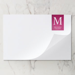 ピンクレザーモノグラム名前をカスタムするパーソナライズされた ペーパーパッド