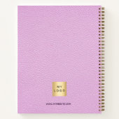 ピンクレザー名スクリプトのビジネスロゴ ノートブック (裏面)