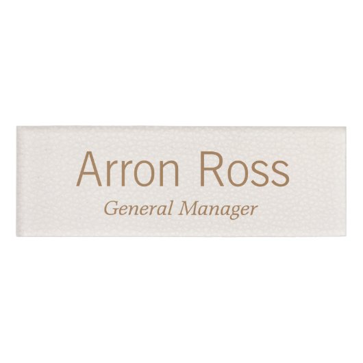 ピンクレザー従業員スタッフ磁気名タグ 名札 (正面)