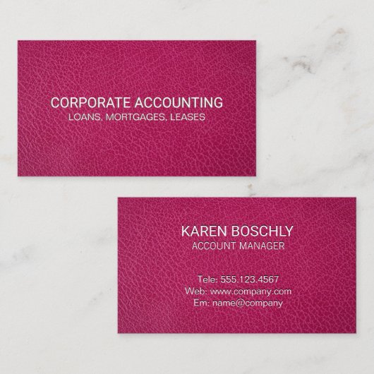 ピンクレザー背景 名刺 (正面/裏面)