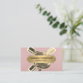 ピンクレザー金ゴールドメタリック | 爪、 ネイルポーランドフロー 予約カード (スタンド正面)