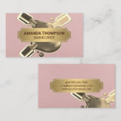 ピンクレザー金ゴールドメタリック | 爪、 ネイルポーランドフロー 予約カード (正面/裏面)