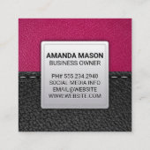 ピンクレザー |ステッチ済みレザー スクエア名刺 (裏面)