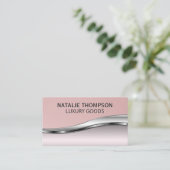 ピンクレザー |ピンクのメタリック背景 名刺 (スタンド正面)