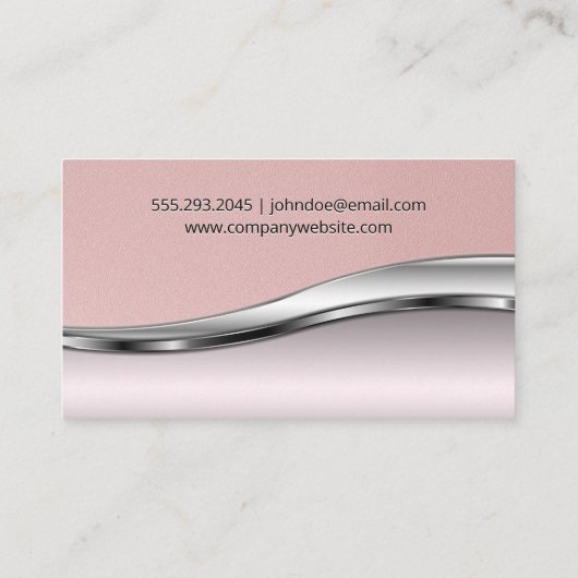 ピンクレザー |ピンクのメタリック背景 名刺 (裏面)