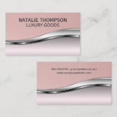 ピンクレザー |ピンクのメタリック背景 名刺 (正面/裏面)