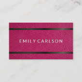 ピンクレザー |メタリックアクセントバー 名刺 (正面)