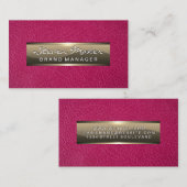 ピンクレザー |メタリック金ゴールド 名刺 (正面/裏面)