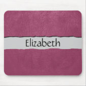 ピンクレザー、レザー背景、お名前 マウスパッド (正面)