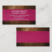 ピンクレザー |木製トリム 名刺 (正面/裏面)