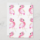 ピンクレストライプのーズフラミンゴフラミンゴ誕生日 招待状 (裏面)