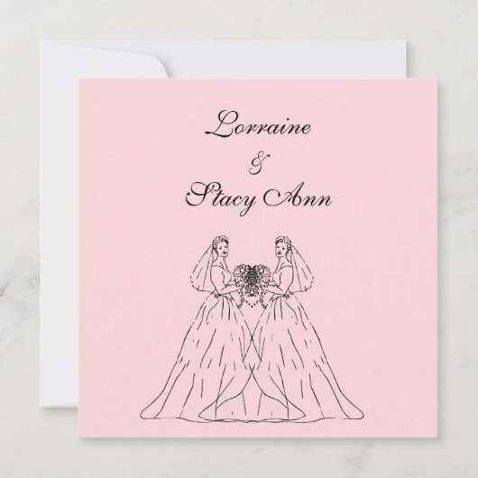 ピンクレズビアン結婚式招待状 招待状 (裏面)