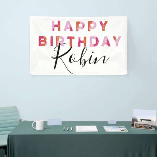 ピンクレターズシンプルスタイルパーソナライズされた誕生日 横断幕 (トレードショー)
