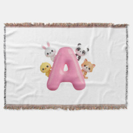 ピンクレターA フォレストアニマル ベイビー サスローケット スローブランケット