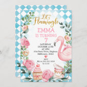 ピンクレッズフラミングルワンダーランド誕生日 招待状 (正面/裏面)