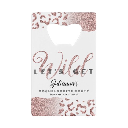 ピンクレッツゲットワイルドアニマルプリントバチェロレッテバッハ クレジットカード栓抜き (正面)