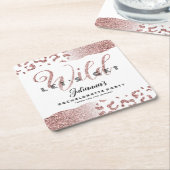 ピンクレッツゲットワイルドアニマルプリントバチェロレッテバッハ スクエアペーパーコースター (アングル)