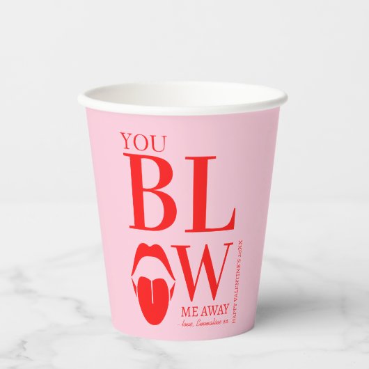 ピンクレッドいけなヴァレンティーンズデイカード 紙コップ (正面)