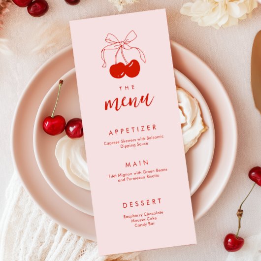 ピンクレッドさくらんぼブライダルシャワー メニュー