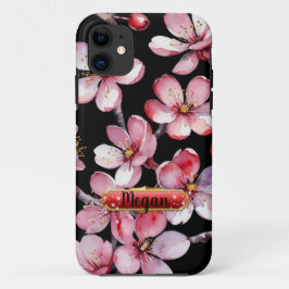 ピンクレッドさくらんぼ花iPhone / iPadケース iPhone 15ケース