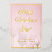 ピンクレッドと金ゴールドビジネスのバレンタインデフォイル 箔招待状 (正面)