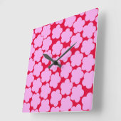ピンクレッドはっきりしたY2Kワイルドフラワーホームデコ鮮やかール スクエア壁時計 (傾斜)