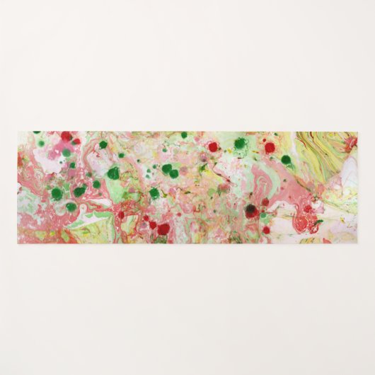 ピンクレッドイエローグリーントレンディーモダン抽象芸術アート ヨガマット (正面(横))