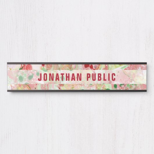 ピンクレッドイエローグリーンパープルモダン抽象芸術アート サインプレート (正面)