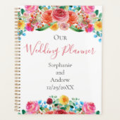 ピンクレッドイエローブルーフローラエレガントな結婚式 プランナー手帳 (正面)