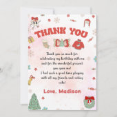 ピンクレッドウィンタークリスマス誕生日サンキューカード サンキューカード (正面)