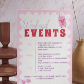 ピンクレッドウェーブイビザヘンウィークエンドパーティの招待状 招待状