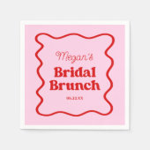 ピンクレッドウェー縁どブブライダルシャワーブランチ スタンダードカクテルナプキン (正面)