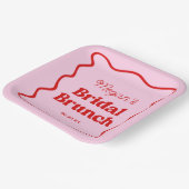 ピンクレッドウェー縁どブブライダルシャワーブランチ ペーパープレート (傾斜あり)