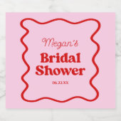 ピンクレッドウェー縁どブブライダルシャワー スパークリングワインラベル (シングルラベル)