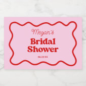 ピンクレッドウェー縁どブブライダルシャワー スパークリングワインラベル (シングルラベル)