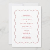 ピンクレッドウェー縁どブモダンレトロ婚約パーティ 招待状 (正面)