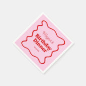 ピンクレッドウェー縁どブ誕生日ディナーパーティー スタンダードカクテルナプキン (角)