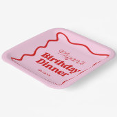 ピンクレッドウェー縁どブ誕生日ディナーパーティー ペーパープレート (傾斜あり)