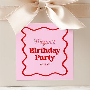 ピンクレッドウェー縁どブ誕生日パーティー スクエアシール