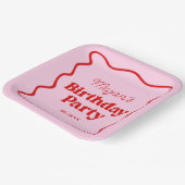 ピンクレッドウェー縁どブ誕生日パーティー ペーパープレート (傾斜あり)