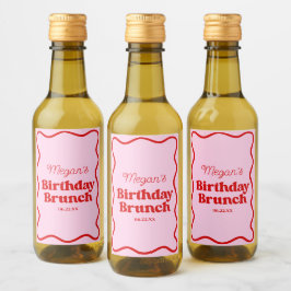 ピンクレッドウェー縁どブ誕生日ブランチパーティーミニ ワインラベル