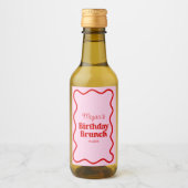 ピンクレッドウェー縁どブ誕生日ブランチパーティーミニ ワインラベル (正面)