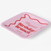 ピンクレッドウェー縁どブ誕生日ブランチパーティー ペーパープレート (傾斜あり)