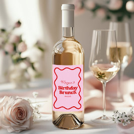 ピンクレッドウェー縁どブ誕生日ブランチパーティー ワインラベル