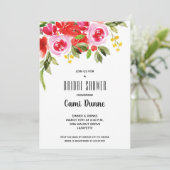 ピンクレッドウォーターカラーフローラブライダルシャワー招待状 (スタンド正面)